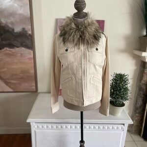Ralph Lauren Natural Jacket with Removable Faux Fur Collar